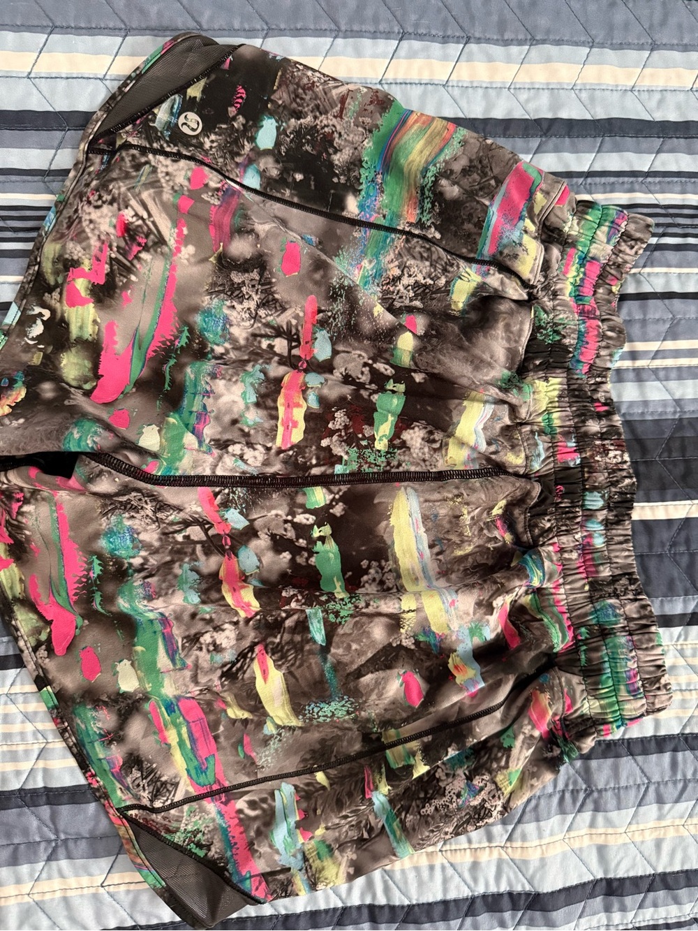 lululemon athletica Black Hotty Hot Shorts with Neon Multicolor Trim - Picture 3 of 5